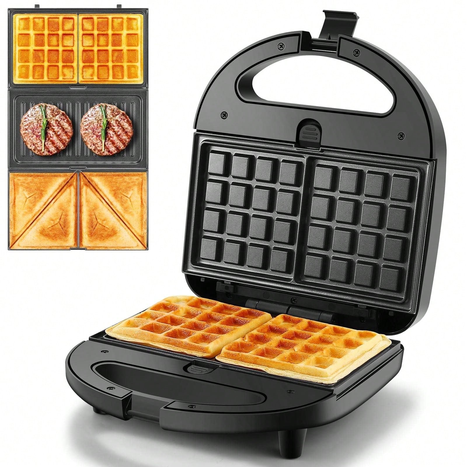 Sandwich Press Grill - Многофункциональная вафельница-сэндвичница 3-в-1, 750 Вт, с