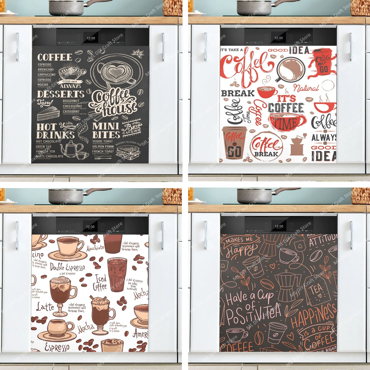 Kitchen Appliances Pictures - Ретро кофейная тема, дизайн кафе, наклейка
