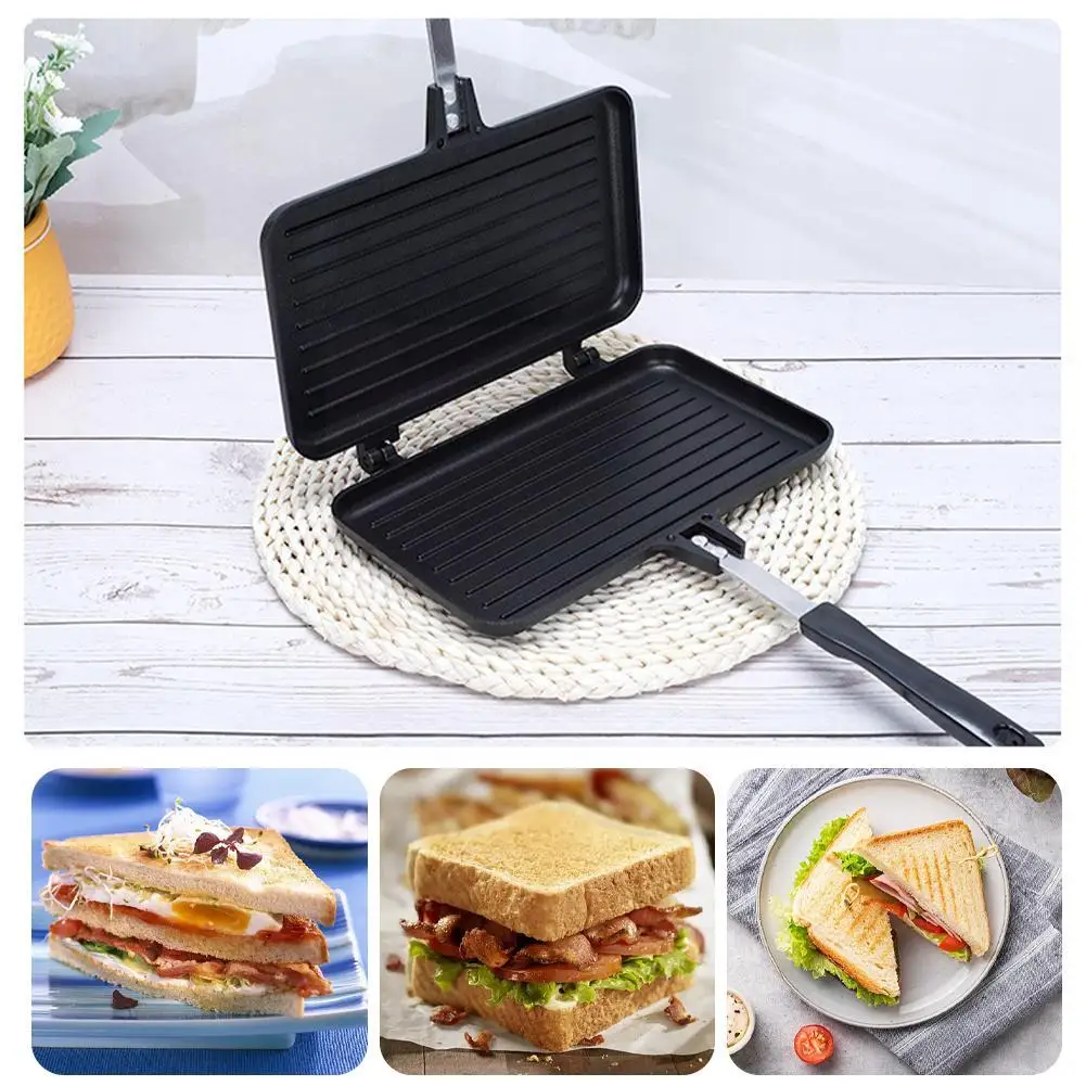 Sandwich Press Grill - Двусторонняя сковорода с антипригарным покрытием, сэндвичница,